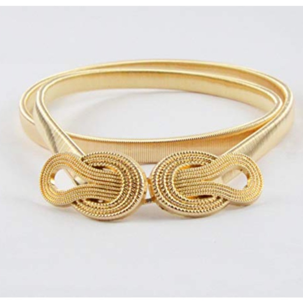 Elastic statement gold Stretch belt Waist stylish - Picture 3 of 4